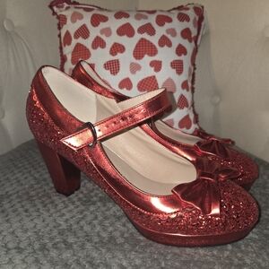 Red Glitter Mary Jane Heels Size 11/44
